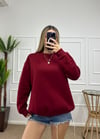 Kadın oversize basic üç iplik şardonlu yumoş sweatshirt