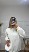 Kadın oversize basic üç iplik şardonlu yumoş sweatshirt