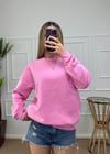 Kadın oversize basic üç iplik şardonlu yumoş  sweatshirt