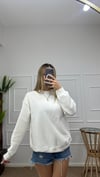 Kadın oversize basic üç iplik şardonlu yumoş sweatshirt