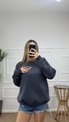 Kadın oversize basic üç iplik şardonlu yumoş sweatshirt