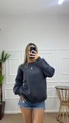 Kadın oversize basic üç iplik şardonlu yumoş sweatshirt