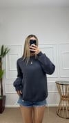 Kadın oversize basic üç iplik şardonlu yumoş sweatshirt