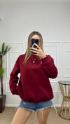 Kadın oversize basic üç iplik şardonlu yumoş sweatshirt