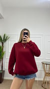 Kadın oversize basic üç iplik şardonlu yumoş sweatshirt