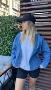 kadın oversize tek düğme kot ceket