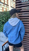 kadın oversize tek düğme kot ceket