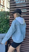 kadın oversize tek düğme kot ceket