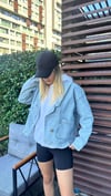 kadın oversize tek düğme kot ceket