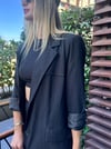 kadın oversize uzun çizgili blazer ceket