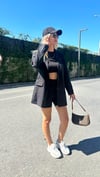 kadın oversize uzun çizgili blazer ceket