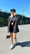 kadın oversize uzun çizgili blazer ceket