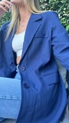 kadın oversize uzun çizgili blazer ceket