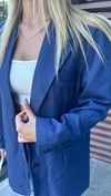 kadın oversize uzun çizgili blazer ceket