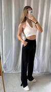 Kadın oysho kumaş paça yırtmaçlı eşofman pantolon