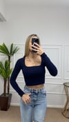 Kadın pamuklu kumaş kare yaka crop body