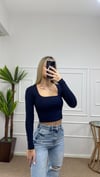 Kadın pamuklu kumaş kare yaka crop body