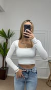 Kadın pamuklu kumaş kare yaka crop body