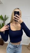 Kadın pamuklu kumaş kare yaka crop body