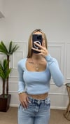 Kadın pamuklu kumaş kare yaka crop body
