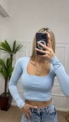 Kadın pamuklu kumaş kare yaka crop body
