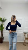 Kadın pamuklu kumaş kare yaka crop body