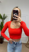 Kadın pamuklu kumaş kare yaka crop body