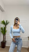 Kadın pamuklu kumaş kare yaka crop body
