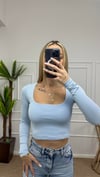 Kadın pamuklu kumaş kare yaka crop body