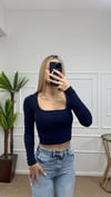 Kadın pamuklu kumaş kare yaka crop body