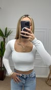 Kadın pamuklu kumaş kare yaka crop body