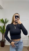 Kadın pamuklu yumuşak kumaş bisiklet yaka crop body