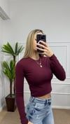 Kadın pamuklu yumuşak kumaş bisiklet yaka crop body