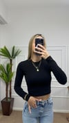 Kadın pamuklu yumuşak kumaş bisiklet yaka crop body
