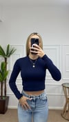 Kadın pamuklu yumuşak kumaş bisiklet yaka crop body