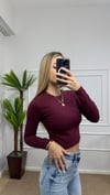 Kadın pamuklu yumuşak kumaş bisiklet yaka crop body