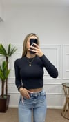 Kadın pamuklu yumuşak kumaş bisiklet yaka crop body