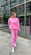 Kadın pembe 3 iplik şardonlu eşofman takımı