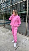 Kadın pembe 3 iplik şardonlu eşofman takımı