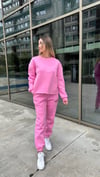 Kadın pembe 3 iplik şardonlu eşofman takımı