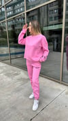 Kadın pembe 3 iplik şardonlu eşofman takımı