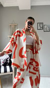 kadın renkli pantolon kimono takım
