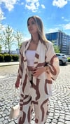 kadın renkli pantolon kimono takım