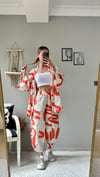 kadın renkli pantolon kimono takım