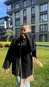 Kadın şal detay keçe kumaş ceket mont