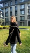 Kadın şal detay keçe kumaş ceket mont