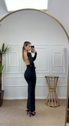Kadın sırt dekolte maxi boy vücudu saran elbise