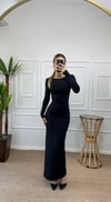 Kadın sırt dekolte maxi boy vücudu saran elbise