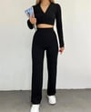 kadın siyah crop hırka eşofman takım