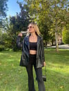 Kadın siyah oversize deri ceket